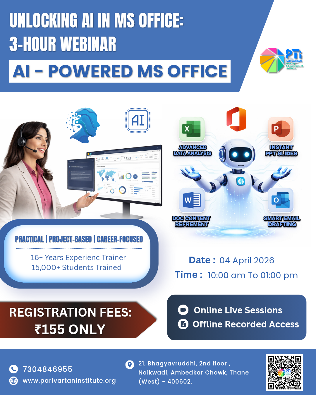 Webinar on AI-Powered Microsoft Excel by Parivartan Training and Development Institute @ ₹155